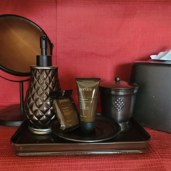 NEW! 6pc. Elegant Bronze/ Brown Metal / Ceramic Complete Bathroom Accessory Set - Picture 15 of 15